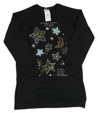 Nové - Černá šatová mikina s hvězdami z flitrů George