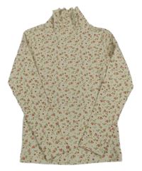 Smotanový kvetovaný rebrovaný rolák Hema