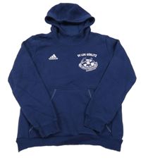 Tmavomodrá mikina s potiskem a logem a kapucí Adidas