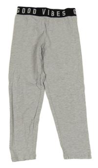 Svetlošedá -čierne crop legíny s nápismi Nutmeg