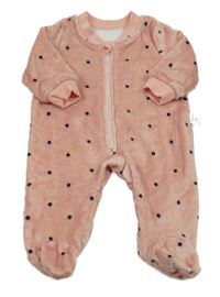 Ružovo-čierny bodkovaná ý plyšový overal Shein