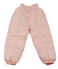 Růžové šusťákové zateplené kalhoty 