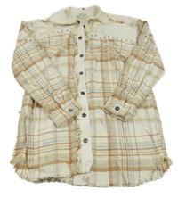 Nové - Smetanovo-béžovo-svetlomodrá kockovaná košeľová bunda River Island