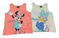 2set - 2x top - Barevný batikovaný s Daisy + Neonově korálový s Minnie Disney