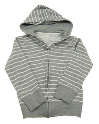 Sivo-biela pruhovaná prepínaci mikina s kapucňou