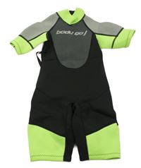 Nové - Šedo-černo-zelený neopren s nápisem 