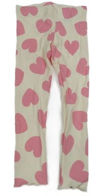 Smetanovo-ružové rebrované legíny so srdiečkami H&M