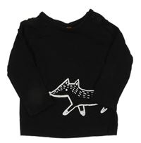 Černé triko s liškou HEMA 