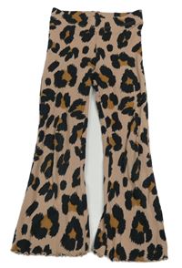 Hnědo-černé žebrované flare legíny s leopardím vzorem Next