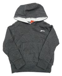 Tmavosivá mikina s logom a kapucňou Slazenger