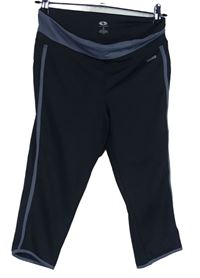 Dámské černo-šedé sportovní funkční capri legíny s pruhy Athletic Works