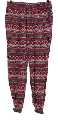 Dámske červeno-čierne vzorované háremové nohavice H&M