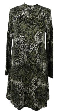Dámské černo-khaki-bílé vzorované šaty Dorothy Perkins 