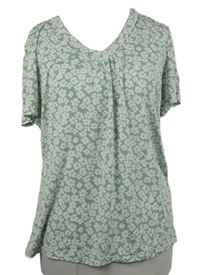 Dámské světlezeleno-bílé kytičkované tričko Classic 