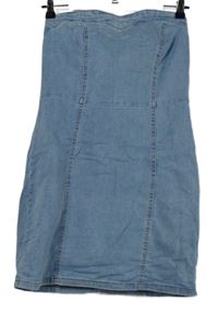 Dámské světlemodré riflové šaty bez ramínek Denim 