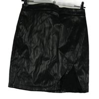 Dámská černá koženková sukně s krajkou Emery Rose 