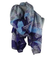 Dámská modro-fialová vzorovaná šifonová šála 