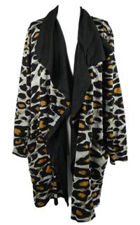 Dámský černo-šedo-oranžový vzorovaný cardigán 