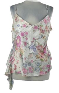 Dámský bílý květovaný saténový top Primark 