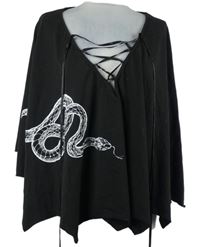 Dámská černá volná halenka s hadem a šněrováním Romwe 