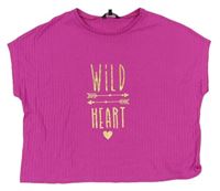 Rubínové rebrované úpletové crop tričko s nápisom Candy couture