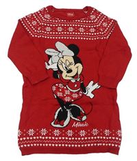 Červené pletené šaty so vzorom a Minnie Disney