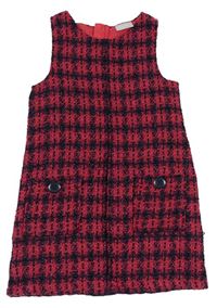 Tmavomodro-fuchsiové kockované trblietavé šaty Matalan
