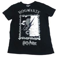 Černé tričko s překlápěcí flitry - Harry Potter 