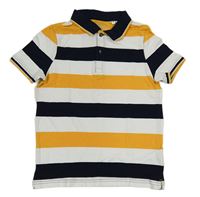 Bielo-čierno-žlté pruhované polo tričko C&A