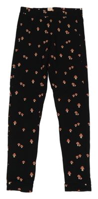 Černé legíny s houbičkami 