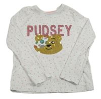 Biele bodkovaná é tričko s medvídkem Pudsey George