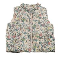 Biela kvetinová šušťáková zateplená vesta C&A