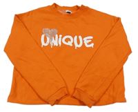 Oranžová crop mikina s nápisom River Island