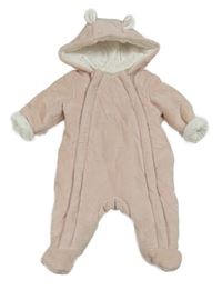 Světlerůžová sametová zateplená kombinéza s kapucí George