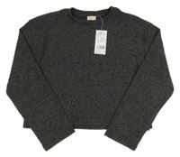 Nové - Tmavosivý crop sveter s kamienkami F&F