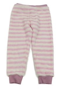 Ružovo-biele pruhované chlpaté domáceé nohavice Pocopiano