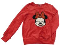 Červená plyšová mikina s Minnie Disney
