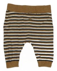 Hnědo-bílo-černé pruhované úpletové kalhoty TU