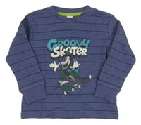 Tmavomodré pruhované triko s obrázkem C&A