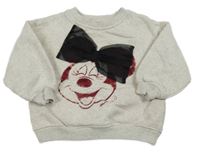 Sivá melírovaná mikina s Minnie a mašlou Zara