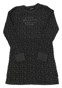 Sivo-čierne leopardí šaty Blue Seven