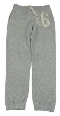Šedé melíované tepláky s číslem a nápisem H&M