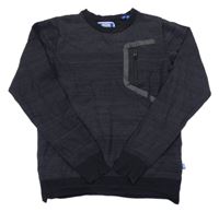 Antracitová vzorovaná mikina s vreckom s zipsom Jack & Jones
