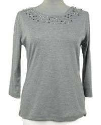 Dámske sivé tričko s korálkami