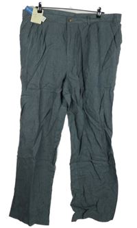 Nové - Pánské šedé lněné kalhoty Freelook vel. 42