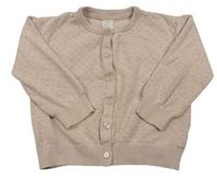 Pudrový propínací svetr s dírkovaným vzorem H&M