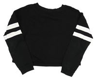 Čierna crop mikina s pruhy na rukávech H&M