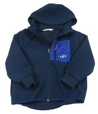 Tmavomodrá softshellová bunda s vreckom a kapucňou H&M
