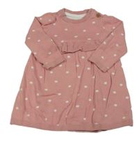 Ružové bodkovaná é pletené šaty s volánikom zn. Mothercare