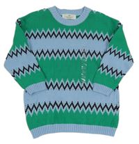 Nové - Světlemodro-zelený vzorovaný svetr H&M